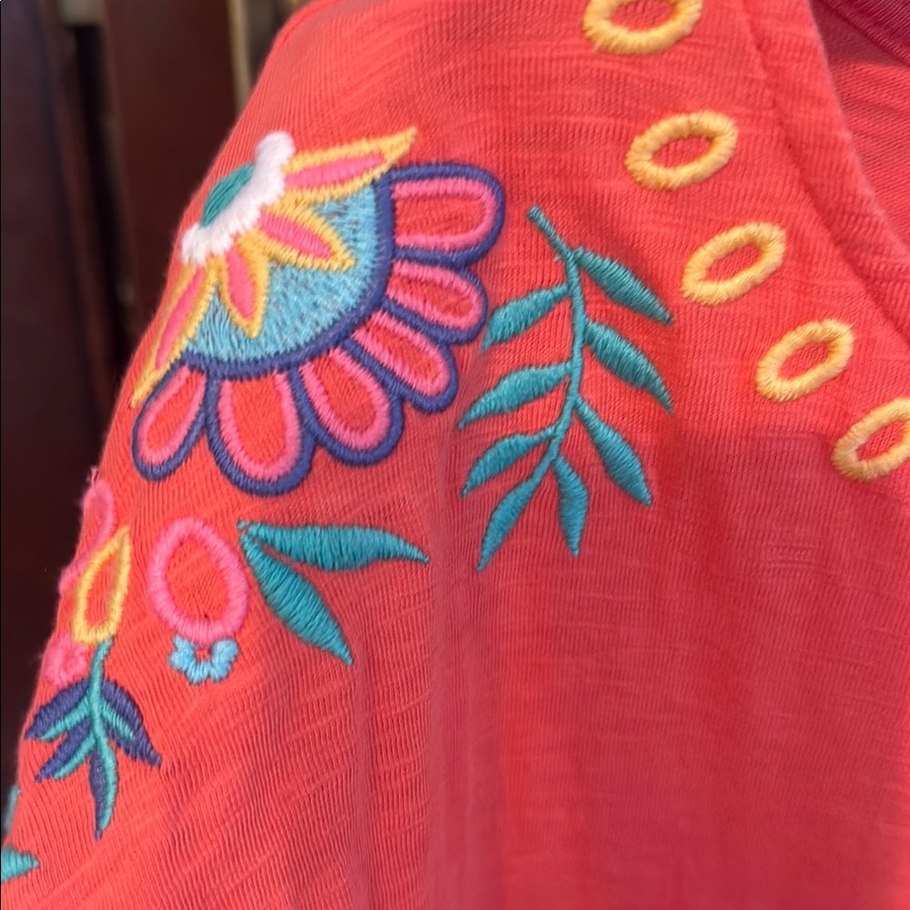 Talbots Orange‎ Red Embellished tie sleeve Shift- worn a few times. Great shape - Picture 5 of 7